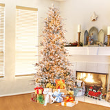 6/7.5 英尺预亮人造圣诞树 - 7.5 英尺 6/7.5 Feet Pre-lit Artificial Christmas Tree-7.5 ft