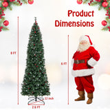 5/6/7/8/9 英尺预亮人造铰链细铅笔圣诞树 - 8 英尺 5/6/7/8/9 FT Pre-Lit Artificial Hinged Slim Pencil Christmas Tree-8 ft