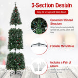 5/6/7/8/9 英尺预亮人造铰链细铅笔圣诞树 - 8 英尺 5/6/7/8/9 FT Pre-Lit Artificial Hinged Slim Pencil Christmas Tree-8 ft