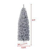 6 英尺预亮人造圣诞树，带 250 个冷白 LED 灯黑白 - 6 英尺 6 FT Pre-Lit Artificial Christmas Tree with 250 Cool-White LED Lights Black and White-6 ft