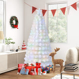 6/7 英尺预亮光纤白色雪绒人造圣诞树 - 6 英尺 6/7 Feet Pre-Lit Fiber Optic White Snow-Flocked Artificial Christmas Tree-6 ft