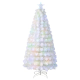 6/7 英尺预亮光纤白色雪绒人造圣诞树 - 6 英尺 6/7 Feet Pre-Lit Fiber Optic White Snow-Flocked Artificial Christmas Tree-6 ft