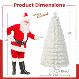 6/7 英尺预亮光纤白色雪绒人造圣诞树 - 6 英尺 6/7 Feet Pre-Lit Fiber Optic White Snow-Flocked Artificial Christmas Tree-6 ft