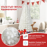 6/7 英尺预亮光纤白色雪绒人造圣诞树 - 6 英尺 6/7 Feet Pre-Lit Fiber Optic White Snow-Flocked Artificial Christmas Tree-6 ft