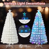 6/7 英尺预亮光纤白色雪绒人造圣诞树 - 6 英尺 6/7 Feet Pre-Lit Fiber Optic White Snow-Flocked Artificial Christmas Tree-6 ft