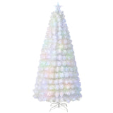 6/7 英尺预亮光纤白色雪绒人造圣诞树 - 7 英尺 6/7 Feet Pre-Lit Fiber Optic White Snow-Flocked Artificial Christmas Tree-7 ft