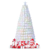 6/7 英尺预亮光纤白色雪绒人造圣诞树 - 7 英尺 6/7 Feet Pre-Lit Fiber Optic White Snow-Flocked Artificial Christmas Tree-7 ft