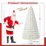 6/7 英尺预亮光纤白色雪绒人造圣诞树 - 7 英尺 6/7 Feet Pre-Lit Fiber Optic White Snow-Flocked Artificial Christmas Tree-7 ft