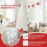 6/7 英尺预亮光纤白色雪绒人造圣诞树 - 7 英尺 6/7 Feet Pre-Lit Fiber Optic White Snow-Flocked Artificial Christmas Tree-7 ft