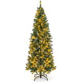 6 英尺预照明人造圣诞树，带 618 个雪树枝尖 6 Feet Pre-Lit Artificial Christmas Tree with  618 Snowy Branch Tips