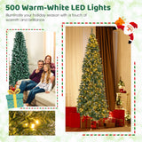 9 英尺预照明人造圣诞树，带 1298 个雪树枝尖 9 FT Pre-Lit Artificial Christmas Tree with 1298 Snowy Branch Tips