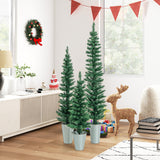 3 件套带银色金属桶的盆栽人造圣诞树 Set of 3 Potted Artificial Christmas Tree with Silver Metal Buckets