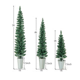 3 件套带银色金属桶的盆栽人造圣诞树 Set of 3 Potted Artificial Christmas Tree with Silver Metal Buckets