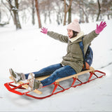 54 英寸儿童木制雪橇带金属滑道和转向杆 54 Inch Kids Wooden Snow Sled with Metal Runners and Steering Bar