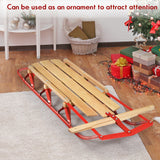 54 英寸儿童木制雪橇带金属滑道和转向杆 54 Inch Kids Wooden Snow Sled with Metal Runners and Steering Bar