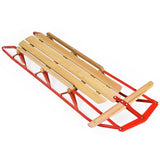 54 英寸儿童木制雪橇带金属滑道和转向杆 54 Inch Kids Wooden Snow Sled with Metal Runners and Steering Bar