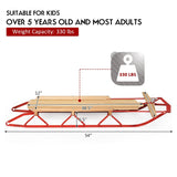 54 英寸儿童木制雪橇带金属滑道和转向杆 54 Inch Kids Wooden Snow Sled with Metal Runners and Steering Bar