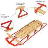 54 英寸儿童木制雪橇带金属滑道和转向杆 54 Inch Kids Wooden Snow Sled with Metal Runners and Steering Bar