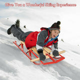 54 英寸儿童木制雪橇带金属滑道和转向杆 54 Inch Kids Wooden Snow Sled with Metal Runners and Steering Bar