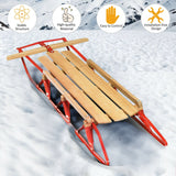 54 英寸儿童木制雪橇带金属滑道和转向杆 54 Inch Kids Wooden Snow Sled with Metal Runners and Steering Bar