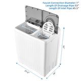 26 磅双桶便携式洗衣机带内置排水泵-灰色 26 LBS Twin Tub Portable Washing Machine with Built-In Drain Pump-Gray