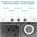 26 磅双桶便携式洗衣机带内置排水泵-灰色 26 LBS Twin Tub Portable Washing Machine with Built-In Drain Pump-Gray