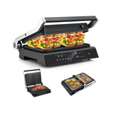 3合1室内电动帕尼尼煎烤机带LED显示屏-黑色 3 in 1 Indoor Electric Panini Press Grill with LED Display-Black