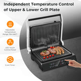 3合1室内电动帕尼尼煎烤机带LED显示屏-黑色 3 in 1 Indoor Electric Panini Press Grill with LED Display-Black