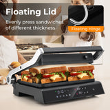 3合1室内电动帕尼尼煎烤机带LED显示屏-黑色 3 in 1 Indoor Electric Panini Press Grill with LED Display-Black