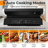 3合1室内电动帕尼尼煎烤机带LED显示屏-黑色 3 in 1 Indoor Electric Panini Press Grill with LED Display-Black