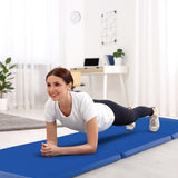 6 x 2 英尺三折健身垫，带手柄和可拆卸拉链套 - 深蓝色 6 x 2 FT Tri-Fold Gym Mat with Handles and Removable Zippered Cover-Dark Blue