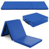 6 x 2 英尺三折健身垫，带手柄和可拆卸拉链套 - 深蓝色 6 x 2 FT Tri-Fold Gym Mat with Handles and Removable Zippered Cover-Dark Blue