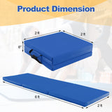 6 x 2 英尺三折健身垫，带手柄和可拆卸拉链套 - 深蓝色 6 x 2 FT Tri-Fold Gym Mat with Handles and Removable Zippered Cover-Dark Blue