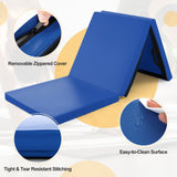 6 x 2 英尺三折健身垫，带手柄和可拆卸拉链套 - 深蓝色 6 x 2 FT Tri-Fold Gym Mat with Handles and Removable Zippered Cover-Dark Blue