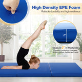 6 x 2 英尺三折健身垫，带手柄和可拆卸拉链套 - 深蓝色 6 x 2 FT Tri-Fold Gym Mat with Handles and Removable Zippered Cover-Dark Blue