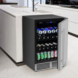 24英寸可拆卸搁架可调温饮料冰箱-银色 24 Inches Beverage Refrigerator with Removable Shelves and Adjustable Temperature-Silver