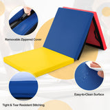 6 x 2 英尺三折健身垫，带手柄和可拆卸拉链套 - 多色 6 x 2 FT Tri-Fold Gym Mat with Handles and Removable Zippered Cover-Multicolor