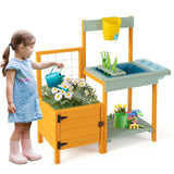 带透明窗的儿童户外盆栽长凳 Kids Outdoor Potting Bench with See-Through Window