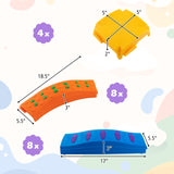 彩色儿童波浪平衡木带纹理表面和防滑脚垫-蓝色和橙色 Colorful Kids Wavy Balance Beam with Textured Surface and Non-slip Foot Pads-Blue & Orange