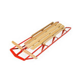 54 英寸儿童木制雪橇带金属滑道和转向杆 54 Inch Kids Wooden Snow Sled with Metal Runners and Steering Bar