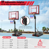 快速调节高度的便携式篮球框，带防碎篮板 Quickly Height Adjustable Portable Basketball Hoop with Shatterproof Backboard