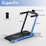 2.25HP 2合1折叠跑步机带APP音箱遥控-海军蓝 2.25HP 2 in 1 Folding Treadmill with APP Speaker Remote Control-Navy