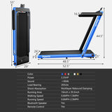 2.25HP 2合1折叠跑步机带APP音箱遥控-海军蓝 2.25HP 2 in 1 Folding Treadmill with APP Speaker Remote Control-Navy