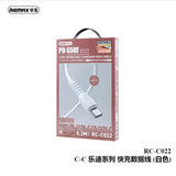 REMAX睿量 C022 C-C快充数据线 白色 Ledy 0.3M Type-C To Type-C Cable 60W