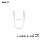 REMAX睿量 C022 C-C快充数据线 白色 Ledy 0.3M Type-C To Type-C Cable 60W