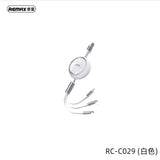 Remax RC-C029全兼容3合1数据线 白色 3 in 1 Retractable Charging Cable