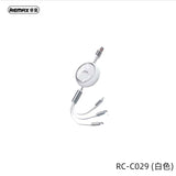 REMAX睿量 RC-C029全兼容3合1数据线 白色 3 in 1 Retractable Charging Cable