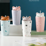 Cute Cat Straw Ceramic Cup 480ml