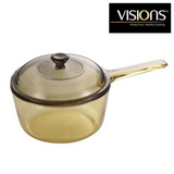 【法国制】VISIONS 晶彩长柄锅 可明火直烧 Glass Sauce Pan Pot w/Lid 1.5L