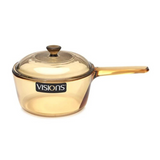 【法国制】VISIONS 晶彩长柄锅 可明火直烧 Glass Sauce Pan Pot w/Lid 1.5L